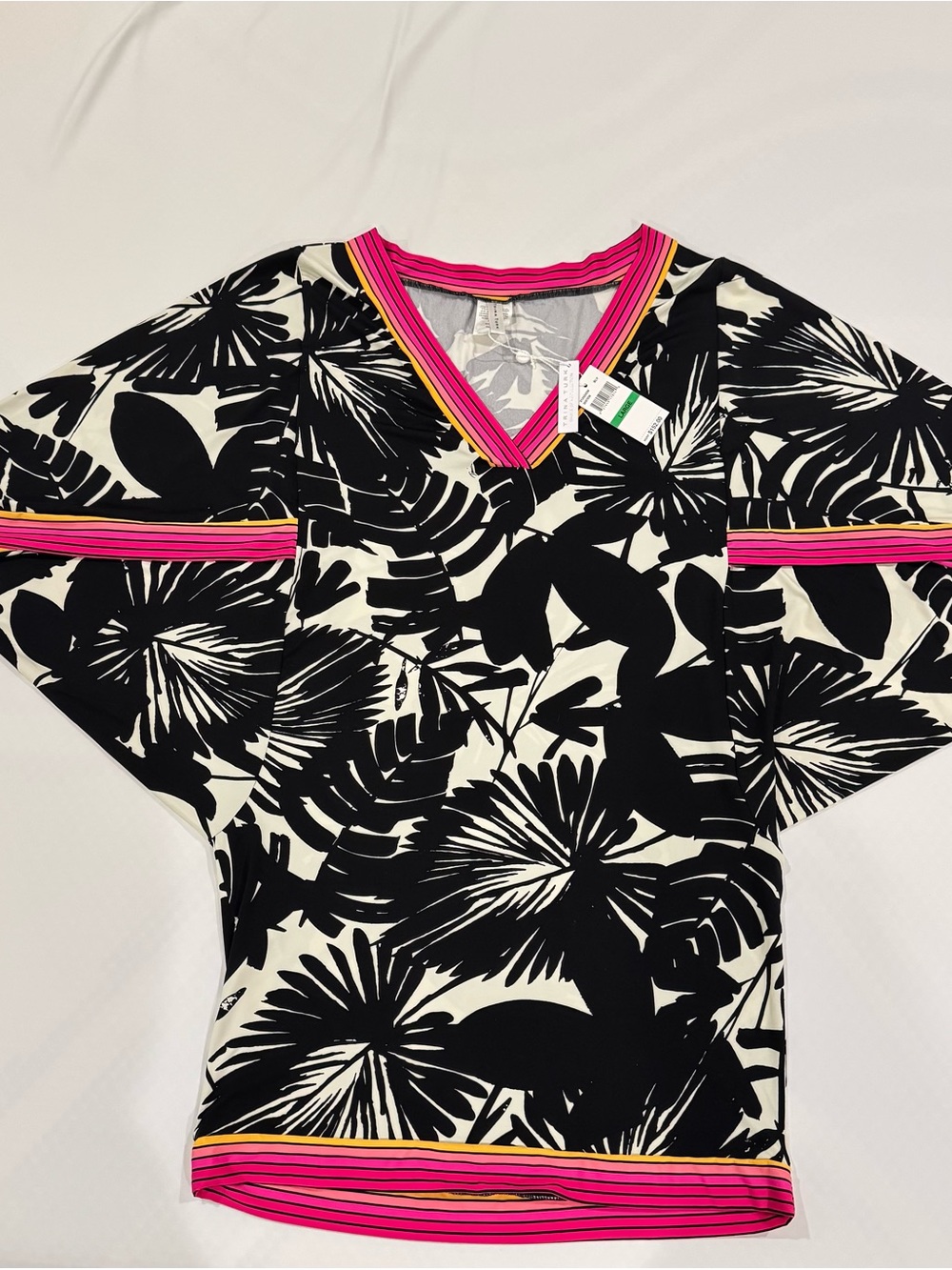 Trina Turk Black and White Floral Lennox Swim Coverup - Picture 2 of 4